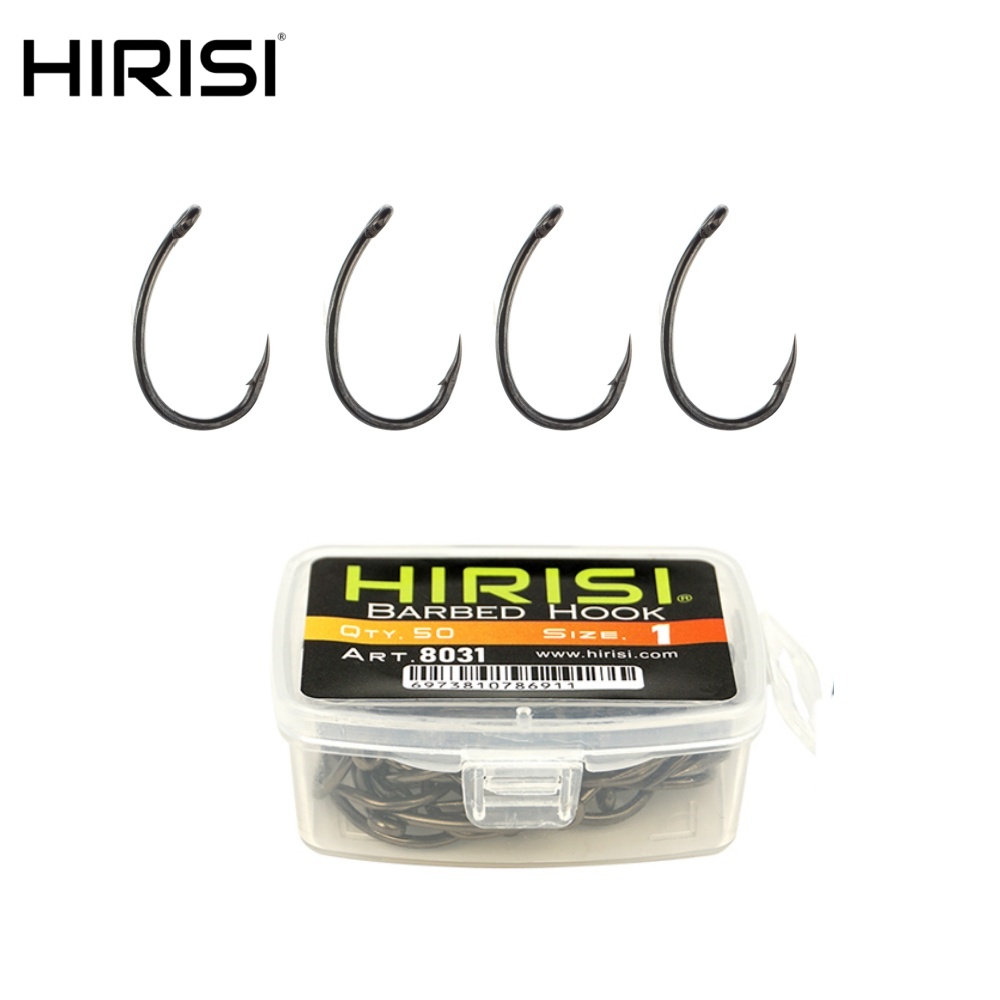 Hirisi 50pcs Eyed Barbed Fishi - Fishing Hook Assortment review and price